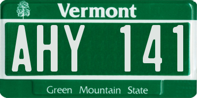 VT license plate AHY141