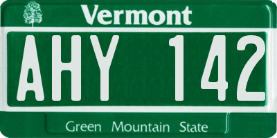 VT license plate AHY142