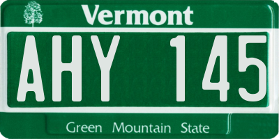 VT license plate AHY145