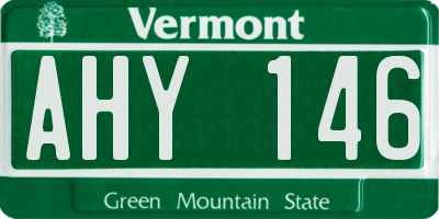 VT license plate AHY146