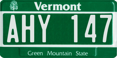 VT license plate AHY147