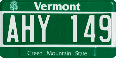 VT license plate AHY149