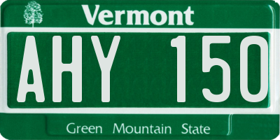 VT license plate AHY150