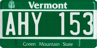 VT license plate AHY153