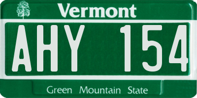 VT license plate AHY154