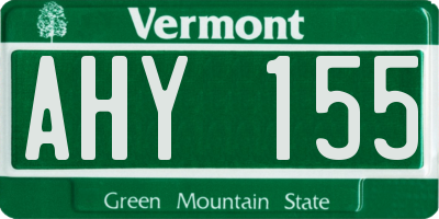 VT license plate AHY155