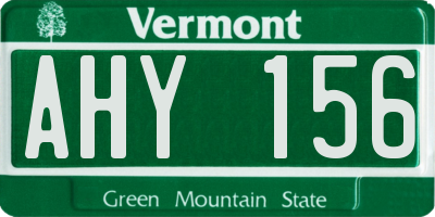 VT license plate AHY156