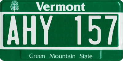 VT license plate AHY157