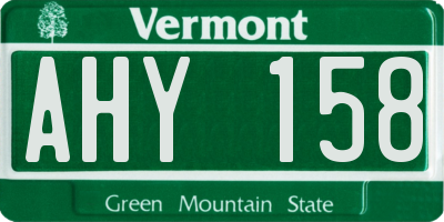 VT license plate AHY158