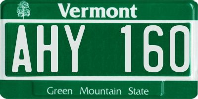 VT license plate AHY160