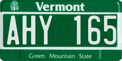 VT license plate AHY165