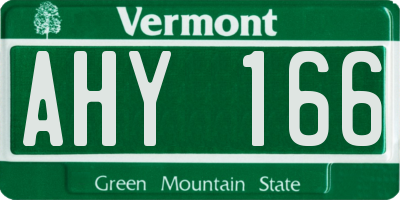 VT license plate AHY166