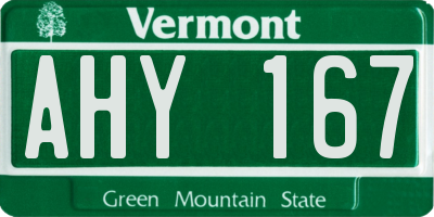 VT license plate AHY167
