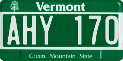 VT license plate AHY170