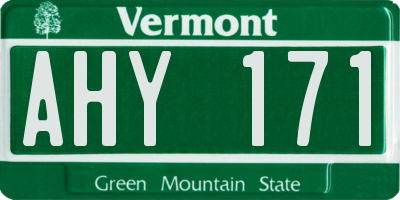 VT license plate AHY171