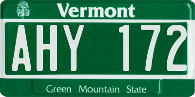 VT license plate AHY172