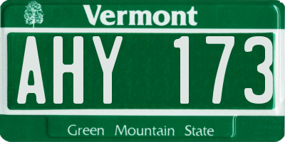 VT license plate AHY173