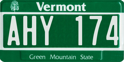 VT license plate AHY174