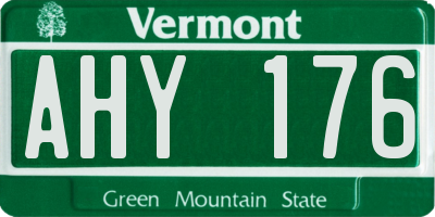 VT license plate AHY176