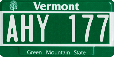 VT license plate AHY177