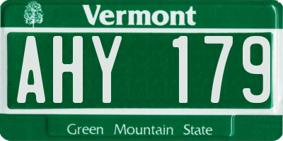 VT license plate AHY179