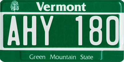 VT license plate AHY180