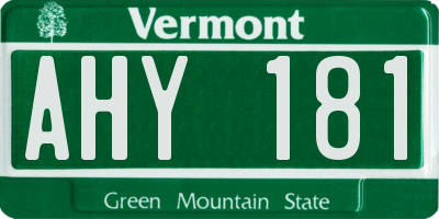 VT license plate AHY181