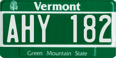 VT license plate AHY182