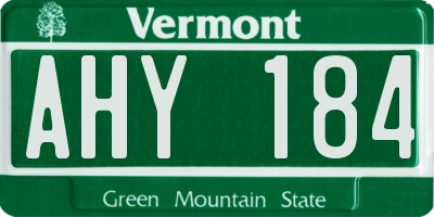 VT license plate AHY184