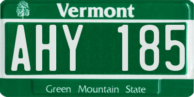 VT license plate AHY185