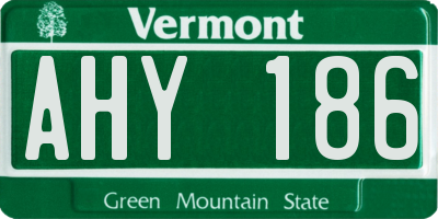 VT license plate AHY186