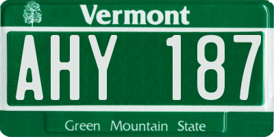 VT license plate AHY187