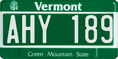 VT license plate AHY189