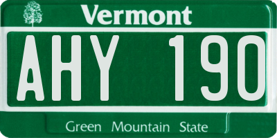 VT license plate AHY190