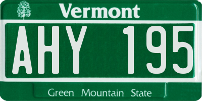 VT license plate AHY195