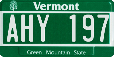VT license plate AHY197