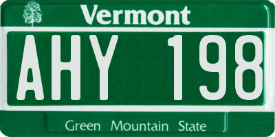 VT license plate AHY198