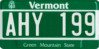VT license plate AHY199