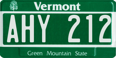 VT license plate AHY212
