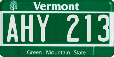 VT license plate AHY213