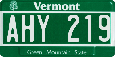 VT license plate AHY219