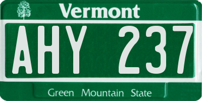 VT license plate AHY237