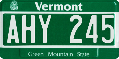 VT license plate AHY245