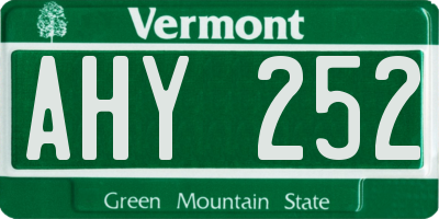 VT license plate AHY252