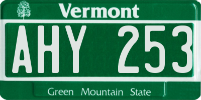 VT license plate AHY253