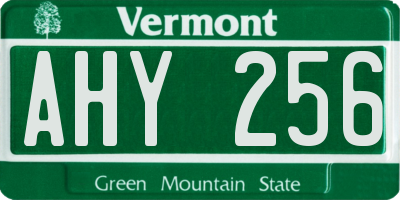 VT license plate AHY256
