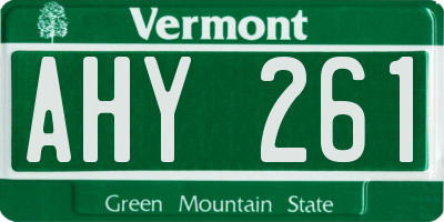 VT license plate AHY261