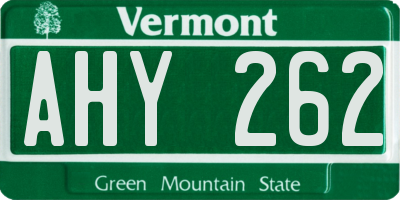 VT license plate AHY262