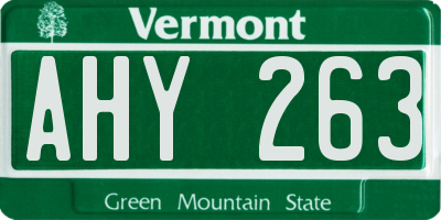 VT license plate AHY263