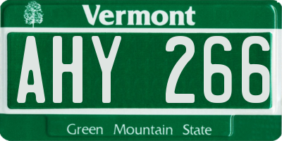 VT license plate AHY266